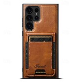 Недорогие Чехлы для Samsung-телефон Кейс для Назначение S24 S24 Ultra Plus S23 Ultra Plus S23 S22 S22 Плюс Ультра S25 Ультра Кейс на заднюю панель со стендом Съемный Магнитный Ретро ТПУ ПК Кожа PU