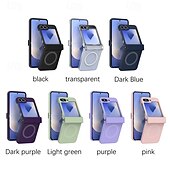 cheap Samsung Cases-Phone Case For Z Flip 6 Z Flip 5 Z Flip 4 Z Flip 3 Back Cover Magnetic Support Wireless Charging Shockproof Retro TPU Silicone
