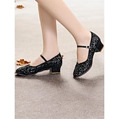 economico Scarpe per balli latini-scarpe da ballo mary jane con glitter oro da donna – scarpe da ballo da sala con tacco basso per eventi speciali e spettacoli