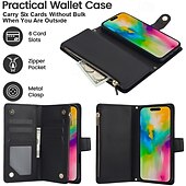 levne Pouzdra pro iPhone-telefon Carcasă Pro iPhone 16 Pro Max Plus iPhone 15 Pro Max Plus iPhone 14 13 12 11 Pro Max Plus Mini iPhone 14 Pro Max iPhone 13 12 11 Pro Max Zadní kryt se stojánkem Zip s Lanyardem Retro TPU PU