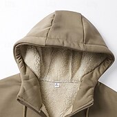 baratos Moletom com capuz de lã-Homens Full Zip Hoodie Moletom com zíper Fuzzy Sherpa Casaco de lã Moletom de lã Amarelo Verde Tropa Cáqui Cinzento Escuro Com Capuz Tecido Zip Up Zíper Bolsos Desportos e Ar livre Diário Final de