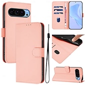 זול תיק טלפון אחר-טלפון מגן עבור Pixel 9 Pro Pixel 9 Pro XL Pixel 8 Pro Pixel 8 פיקסל 9 Pixel 7 Pixel 7 Pro Pixel 6 Pixel 6 Pro כיסוי הפוך עם מעמד עם רצועת יד חריץ לכרטיס רטרו TPU עור PU