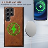 Недорогие Чехлы для Samsung-телефон Кейс для Назначение S24 S24 Ultra Plus S23 Ultra Plus S23 S22 S22 Плюс Ультра S25 Ультра Кейс на заднюю панель со стендом Съемный Магнитный Ретро ТПУ ПК Кожа PU