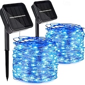 cheap Solar String Lights-Elegant Wedding Reception Party 2 Pcs Christmas Outdoor Solar Copper Wire Light String Holiday Wedding New Year Courtyard Fence Steps Atmosphere Decoration Light String