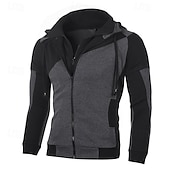 economico felpe con cappuccio da uomo di base-Per uomo Felpa con cappuccio a zip intera Giacca con Cappuccio Felpa con cappuccio e zip Felpe con cappuccio e zip Nero Bianco Rosso Blu Con Cappuccio Blocco di colori Con zip Cerniera Tasca Sport