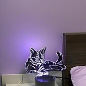 economico Luci notturne 3D-luce notturna a led 3d usb, lampada illusione di gatto che cambia colore a 7 colori, luce notturna con controllo touch, decorazione perfetta e regalo per gli amanti dei gatti