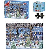 ieftine Calendarul Adventului-Calendar Advent de Crăciun 2025 Puzzle de Crăciun cu 1008 Piese Calendare pentru Numărarea Crăciunului pe 24 de zile pentru Copii și Adulți