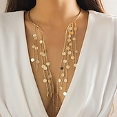 abordables Collier pour femme-Collier ras du cou en cascade d&#039;étoiles dorées pour femme avec élégantes chaînes à franges – bijoux tendance pour les occasions spéciales