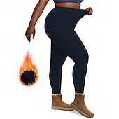 billiga Yoga Leggings &amp; Tights-Dam Yogabyxor Fleecefodrade Leggings Yoga leggings med telefonficka Hög midja Pilates Gymträning Träna Trikåer Ensfärgat Mörkgrå Svart Vinröd Elastan Skinna Höst Vinter Plusstorlekar sporter