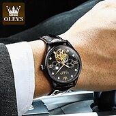 tanie Zegarki mechaniczne-OLEVS Męskie zegarek mechaniczny Moda Na codzień Zegarek na rękę Nakręcanie automatyczne Wyświetlanie faz księżyca Świecący WODOSZCZELNOŚĆ Skóra Zobacz