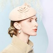 tanie Kapelusze na przyjęcia-kapelusze 100% wełniany kapelusz fedora kapelusz spodek ślub koktajl elegancki ślub z kwiatowym czystym kolorem nakrycie głowy nakrycie głowy