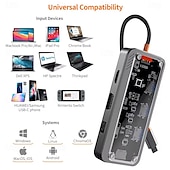 abordables Concentradores USB-Estación de acoplamiento USB C 8/10 en 1, 4K30 Hz, compatible con HDMI, RJ45, Ethernet, PD100W para PC