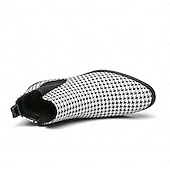 billiga Chelsea stövlar-chelseaboots för män i houndstooth-mönster – klassiska slip-on ankelboots med elastiska sidopaneler för formella och vardagliga tillfällen