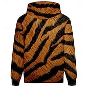 abordables Estampado animal-Hombre Tigre Sudadera Sudaderas Diario Casual Manga Larga Con Capucha Vacaciones Deporte Ropa de calle Naranja Estampado Bolsillo delantero Primavera &amp; Otoño Diseñador S M L XL XXL XXXL