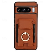 お買い得  その他のスマホケース-電話 ケース 用途 ピクセル9プロ ピクセル9プロXL Pixel 8 Pro Pixel 8 ピクセル9 バックカバー バンカーリング カード挿入口 耐衝撃 レトロ風 TPU PUレザー