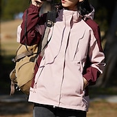 economico Giacche impermeabili-Per donna Giacca Softshell Giubbino da escursione Inverno All&#039;aperto Color Block Tenere al caldo Antivento Resistente all&#039;acqua Giacca a vento Viaggi Rosso bordeaux Nero Bianco Giallo Rosa