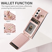economico Cover Samsung-telefono Custodia Per Z Fold 5 Z Fold 4 Z Fold 3 Per retro con cordino con cinturino da polso Slot per schede Retrò TPU pelle sintetica