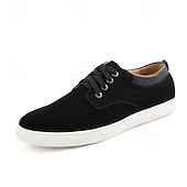 economico Sneakers da uomo-scarpe da ginnastica casual da uomo in pelle scamosciata con lacci – scarpe basse retrò marroni con comoda suola bianca per l&#039;uso quotidiano