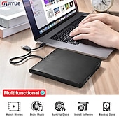 رخيصةأون كابلات ومحولات-منفذ يو اس بي 3.0 رفيع &amp;محرك أقراص DVD خارجي من النوع C، محرك أقراص ضوئية لقراءة أقراص DVD وكاتب أقراص مضغوطة لأجهزة الكمبيوتر المحمولة وأجهزة الكمبيوتر المحمولة