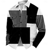 cheap Men&#039;s Shirt Jacket-Christmas Men&#039;s Plaid Corduroy Shirt Shirt Jacket Overshirt Long Sleeve Fashion Casual Outdoor Dailywear Holiday Fall &amp; Winter Turndown Collared Shirts Buttons 3D Print 2 Pockets 1pc Black Red Blue