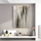 preiswerte Pop-Ölgemälde-handgemaltes Ölgemälde mit Folie, goldenes Ölgemälde, abstrakte graue Gemälde auf Leinwand, handgefertigtes Acrylgemälde mit reichhaltiger Struktur, moderne Wandkunst, handgemaltes Kunstwerk für die