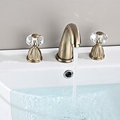cheap Bathroom Sink Faucets-Basin Faucet Antique Bronze Bathroom Sink Faucet 3 Hole Widespread Gold Basin Mixer Hot and Cold Water Tap