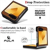 お買い得  サムスン用ケース-電話 ケース 用途 Zフリップ6 Z Flip 5 Z Flip 4 バックカバー スタンド付き 磁石バックル ワイヤレス充電をサポート レトロ風 TPU PUレザー