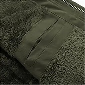 tanie Kurtki cargo-Męskie Kurtka polarowa Kurtka cargo Codzienny Urlop Keep Warm Kieszeń Polar Jesień i zima Równina Moda Moda miejska Kołnierz stawiany Regularny Czarny Khaki Zieleń wojskowa Kurtki