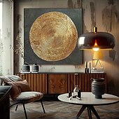 preiswerte Stillleben-Gemälde-handgemalte 3D abstrakte Goldgemälde auf Leinwand handgemachte reich strukturierte Acrylmalerei moderne Wandkunst handgemaltes dickes Kunstwerk Foliengoldgemälde für Wohnzimmerwanddekoration