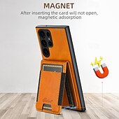 Недорогие Чехлы для Samsung-телефон Кейс для Назначение S24 S24 Ultra Plus S23 Ultra Plus S23 S22 S22 Плюс Ультра S25 Ультра Кейс на заднюю панель со стендом Съемный Магнитный Ретро ТПУ ПК Кожа PU
