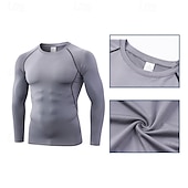 cheap Running Tee &amp; Tank Tops-Men&#039;s Running T-Shirt Compression Shirt Long Sleeve Tee Tshirt Casual Athleisure Fall Breathable Quick Dry Gym Workout Running Walking Sportswear Activewear Solid Colored Black White Blue