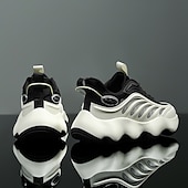 economico Sneakers da uomo-scarpe da ginnastica da uomo futuristiche con suola spessa in bianco e nero - scarpe sportive leggere e traspiranti per abbigliamento casual o da corsa