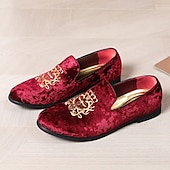 abordables Casual-Mocasines de terciopelo azul marino para hombre con bordados dorados: elegantes zapatos sin cordones para eventos formales y fiestas