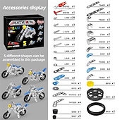 baratos Brinquedos de Montar-Motocicleta haste construção brinquedos para crianças metal construção construção modelo kit 5 variável multi forma motocicleta vapor brinquedos educativos (139 peças) dia das bruxas/dia de ação de graças/presente de natal