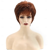 abordables perruque plus âgée-décontracté &amp;perruque courte brune perruques synthétiques d&#039;aspect naturel pour femmes perruque de cheveux de cosplay quotidien