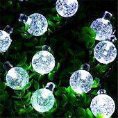 abordables Guirlandes solaires-Guirlande lumineuse solaire à LED, 10 m/20 m/30 m/50 m, lumières acryliques étanches pour l&#039;extérieur avec télécommande, plug-in pour les vacances de Noël, les fêtes,&amp;amp;décoration de jardin prise