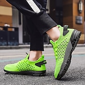 baratos Ténis para Homem-tênis esportivos respiráveis verde neon masculino – tênis de corrida de malha leve com sola acolchoada