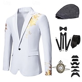 levne oblečení-Retro Řvoucí 20s 20. léta 20. století Úbory Vesta Sada příslušenství Gentleman Pánské předvečer Všech svatých Karneval Nový rok Večírek Plesová maškaráda Silvestr Dospělé Nákrčník Kabát Vesta Celý rok