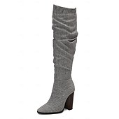 cheap Slouch Boots-Women&#039;s Brown Over The Knee Slouchy Boots - Chunky Heel, Pointed Toe, Stylish Casual Fall and Winter Footwear