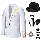 levne oblečení-Retro Řvoucí 20s 20. léta 20. století Úbory Vesta Sada příslušenství Gentleman Pánské předvečer Všech svatých Karneval Nový rok Večírek Plesová maškaráda Silvestr Dospělé Nákrčník Kabát Vesta Celý rok