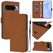 זול תיק טלפון אחר-טלפון מגן עבור Pixel 9 Pro Pixel 9 Pro XL Pixel 8 Pro Pixel 8 פיקסל 9 Pixel 7 Pixel 7 Pro Pixel 6 Pixel 6 Pro כיסוי הפוך עם מעמד עם רצועת יד חריץ לכרטיס רטרו TPU עור PU