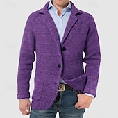 economico Maglioni Cardigan da uomo-Per uomo Giacca Attività commerciale Cocktail party Ricevimento di matrimonio Di tendenza Informale Primavera &amp; Autunno Poliestere Tinta unita / tinta unita Pulsante Tasche Comodo Monopetto Giacca