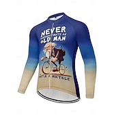 voordelige Heren shirts-heren fietsshirt lange mouw fietsshirt met 3 achterzakken antislipband snel drogende reflecterende strepen achterzak blauwe sportkleding