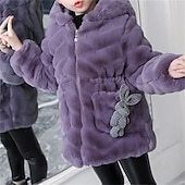 voordelige Meisjes Nepbont Jassen-Kinderen Voor meisjes Jas van imitatiebont Effen Kleur leuke Style School jas bovenkleding 4 jaar + Herfst Blozend Roze Paars