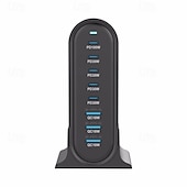 Недорогие USB-концентраторы-268 Вт многопортовое зарядное устройство USB C быстрое зарядное устройство 8-портовая зарядная станция концентратор быстрое компактное зарядное устройство GAN адаптер питания