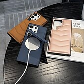 Недорогие Чехлы для Samsung-телефон Кейс для Назначение S24 S24 Ultra Plus S23 Ultra Plus S23 S22 S22 Плюс Ультра S25 Ультра Кейс на заднюю панель со стендом Магнитный Поддержка беспроводной зарядки Ретро ТПУ ПК Кожа PU