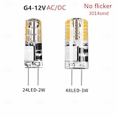 رخيصةأون أضواء LED ثنائي الدبوس-مجموعة من 10 لمبات ليد G4 بدون وميض - تيار متردد/تيار مستمر 12 فولت SMD3014 24/48 ليد بديلة من السيليكون لإضاءة الثريا الهالوجين