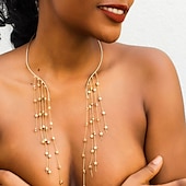 abordables Collier pour femme-Collier ras du cou en cascade d&#039;étoiles dorées pour femme avec élégantes chaînes à franges – bijoux tendance pour les occasions spéciales