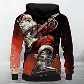 abordables sweats à capuche 3d pour hommes-Homme père Noël Sweat à capuche Sweats à Capuche Sweat-shirt Sweat à capuche manche longue Sweat à capuche Capuche Mode 3D effet Noël Voyage Festival Rouge Poche Impression 3D Automne Hiver Designer