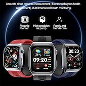 Χαμηλού Κόστους Smartwatch-Αεροσυμπιεστής Αεροθάλλατος Ακριβής Δοκιμή Πίεσης Αίματος ECG ηλεκτροκαρδιογράφημα Παρακολούθηση Θερμοκρασίας Πεδόμετρο Συμβατό με Ασύρματη κλήση Android iOS Γυναίκες Άνδρες Μακράς Αναμονής